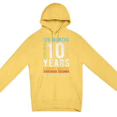 Funny 10th Birthday 10 Years Old Vintage Retro 120 Months Premium Pullover Hoodie