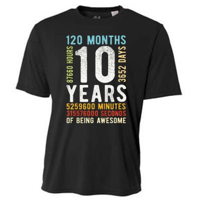 Funny 10th Birthday 10 Years Old Vintage Retro 120 Months Cooling Performance Crew T-Shirt