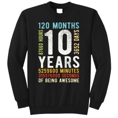 Funny 10th Birthday 10 Years Old Vintage Retro 120 Months Sweatshirt