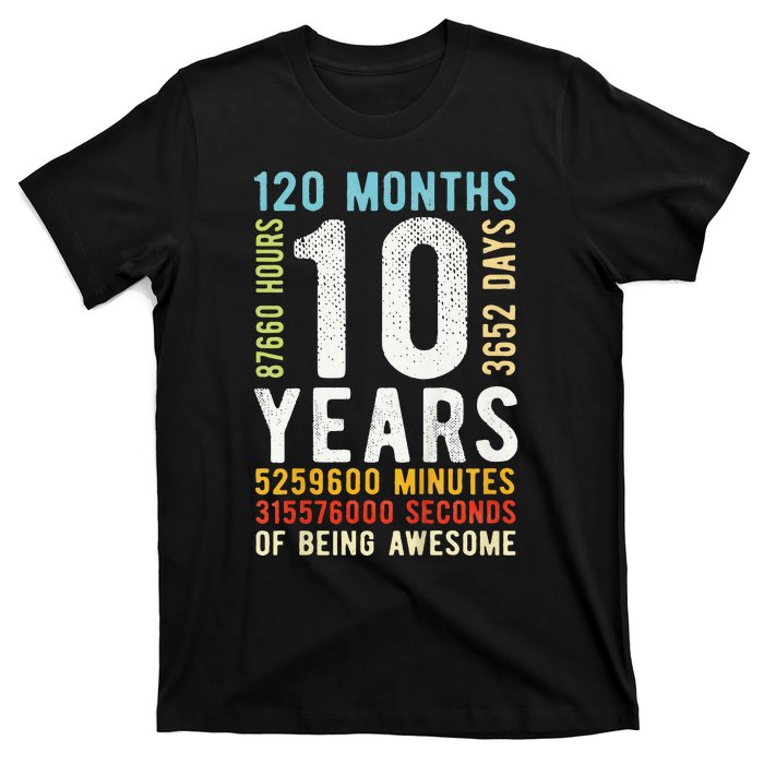 Funny 10th Birthday 10 Years Old Vintage Retro 120 Months T-Shirt