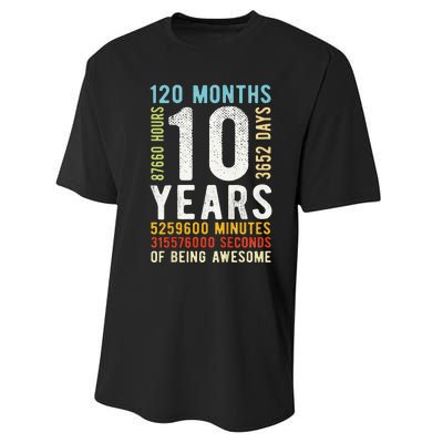 Funny 10th Birthday 10 Years Old Vintage Retro 120 Months Performance Sprint T-Shirt