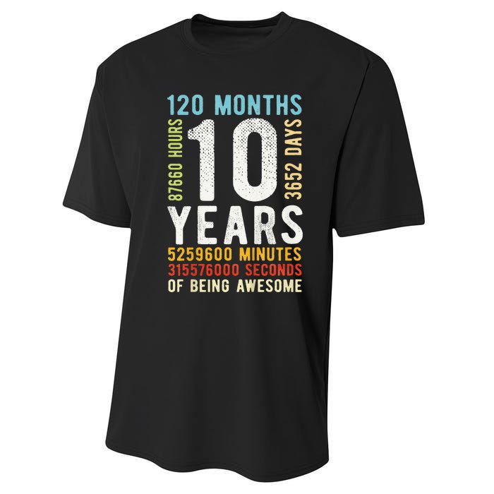 Funny 10th Birthday 10 Years Old Vintage Retro 120 Months Performance Sprint T-Shirt