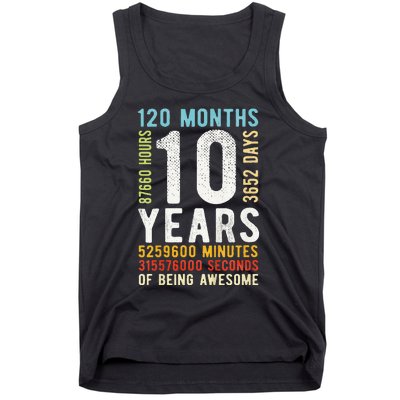 Funny 10th Birthday 10 Years Old Vintage Retro 120 Months Tank Top