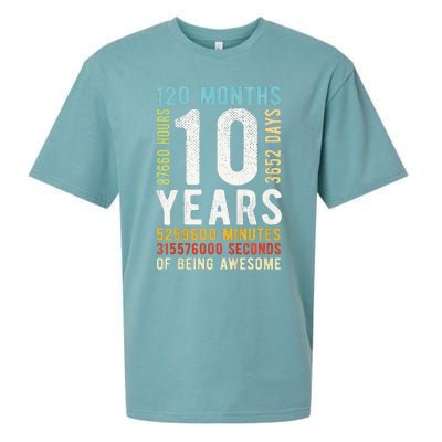 Funny 10th Birthday 10 Years Old Vintage Retro 120 Months Sueded Cloud Jersey T-Shirt