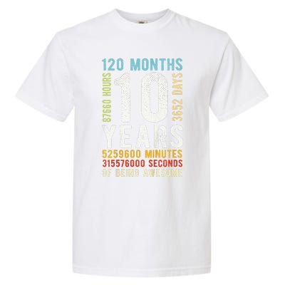 Funny 10th Birthday 10 Years Old Vintage Retro 120 Months Garment-Dyed Heavyweight T-Shirt