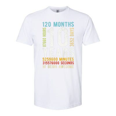 Funny 10th Birthday 10 Years Old Vintage Retro 120 Months Softstyle CVC T-Shirt