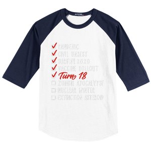 Funny 18th Birthday Gift I 18 Years I 2003 2021 I Quarantine Baseball Sleeve Shirt