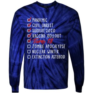 Funny 18th Birthday Gift I 18 Years I 2003 2021 I Quarantine Tie-Dye Long Sleeve Shirt