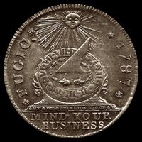 Fugio 1787 Cent Coin Mind Your Business United States Money Button