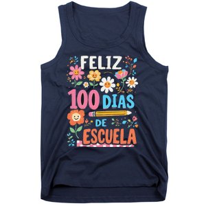 Feliz 100 Diaz De Escuela 100th Day School Spanish Teacher Tank Top