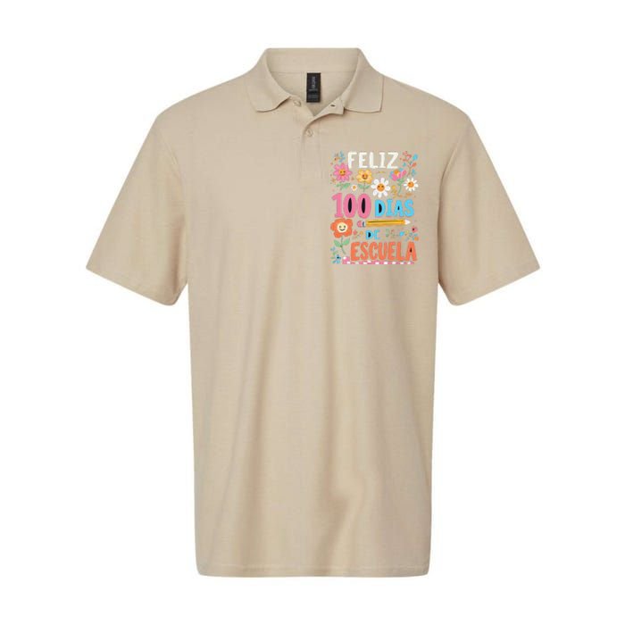 Feliz 100 Diaz De Escuela 100th Day School Spanish Teacher Softstyle Adult Sport Polo