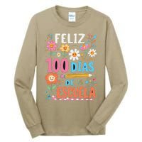 Feliz 100 Diaz De Escuela 100th Day School Spanish Teacher Tall Long Sleeve T-Shirt