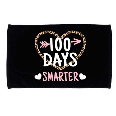 Funny 100th Day Of School 100 Days Smarter Leopard Heart Gift Microfiber Hand Towel