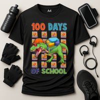 Funny 100 Days Of School Trex Dinosaur Performance Shirt