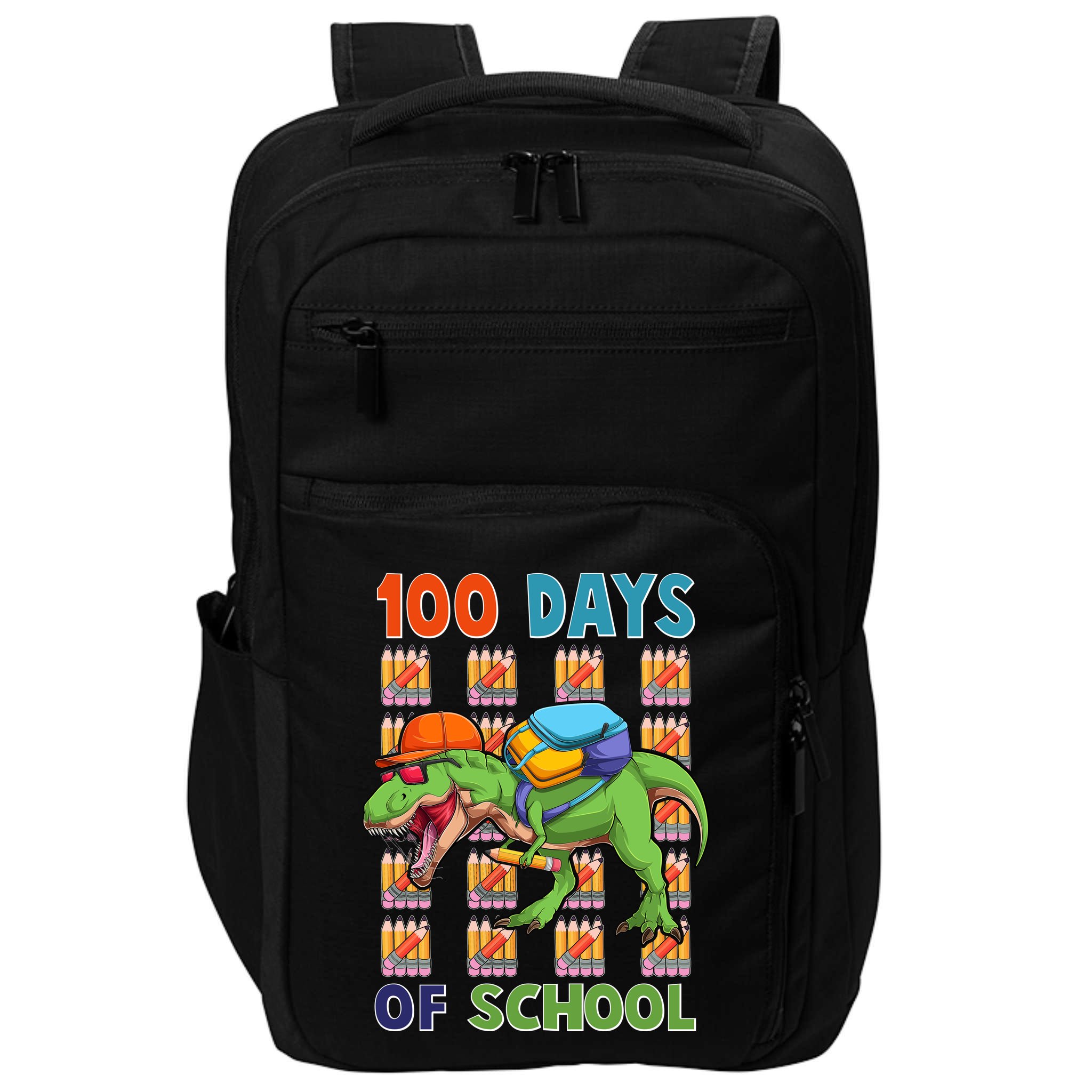 Funny 100 Days Of School Trex Dinosaur Impact Tech Backpack
