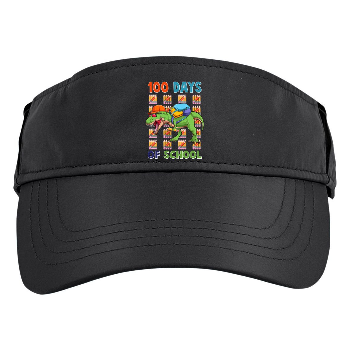 Funny 100 Days Of School Trex Dinosaur Adult Drive Performance Visor