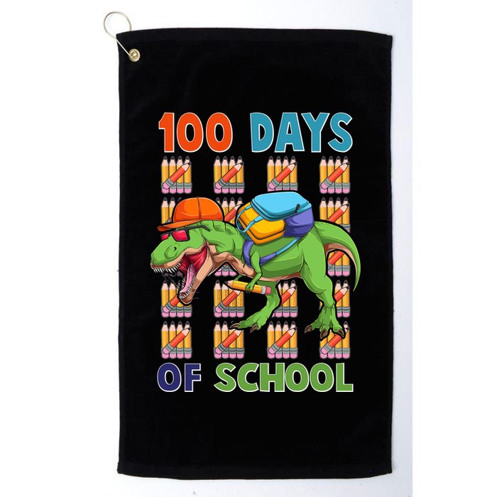 Funny 100 Days Of School Trex Dinosaur Golf Towel
