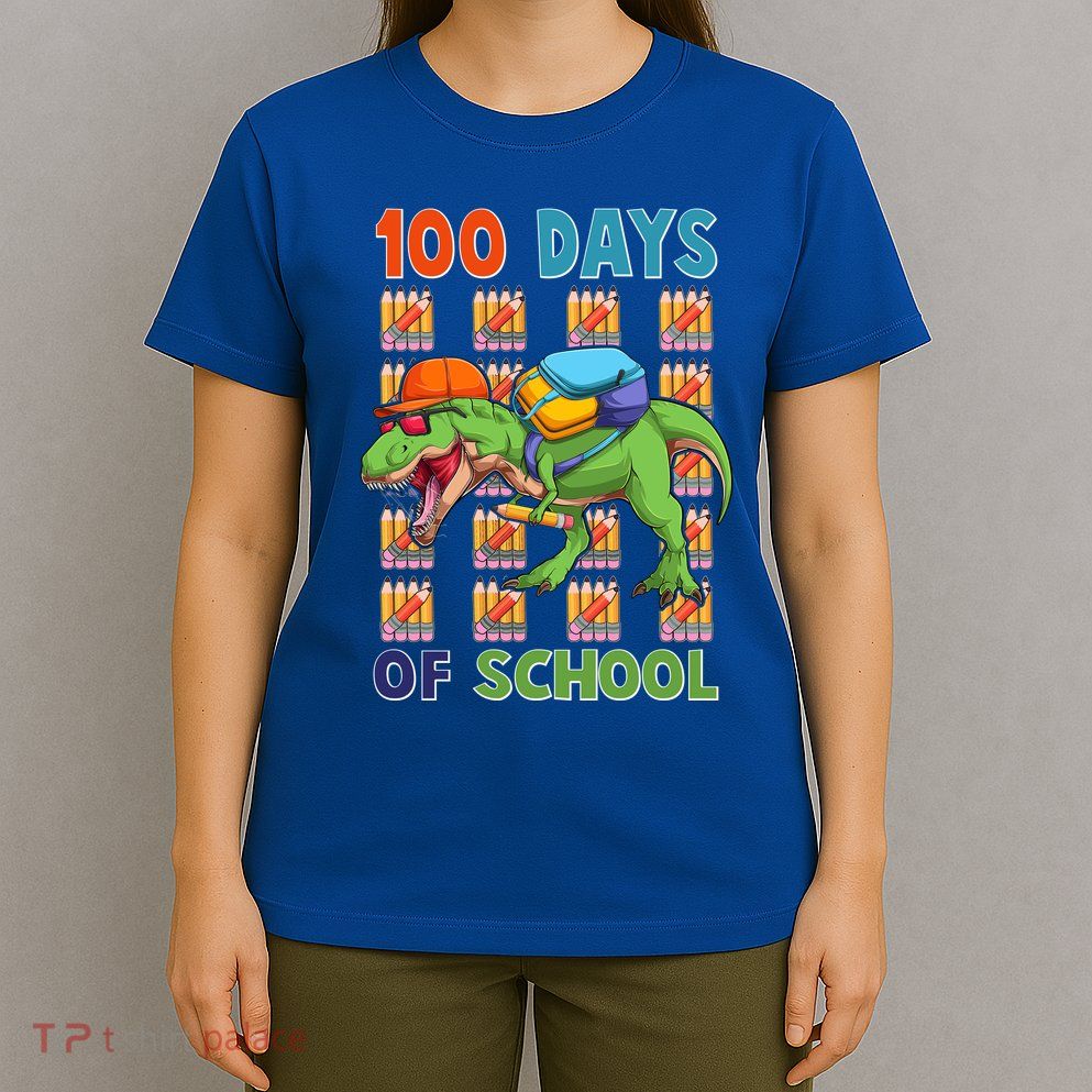 Funny 100 Days Of School Trex Dinosaur T-Shirt