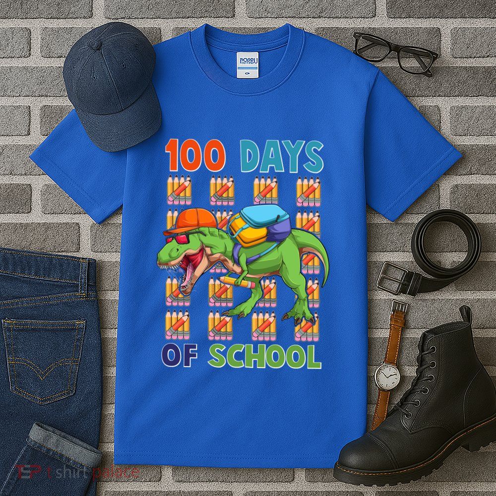 Funny 100 Days Of School Trex Dinosaur Tall T-Shirt