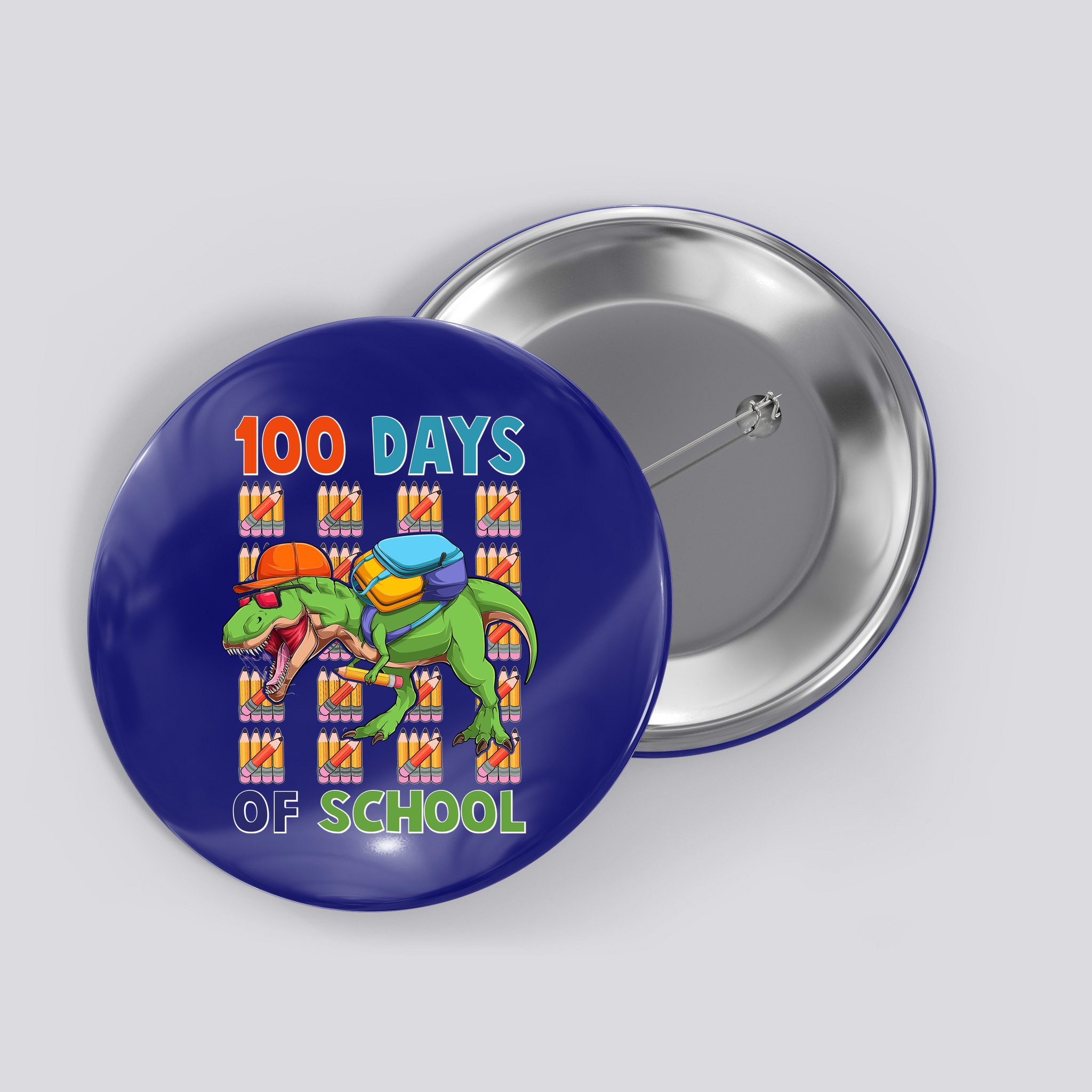 Funny 100 Days Of School Trex Dinosaur Button