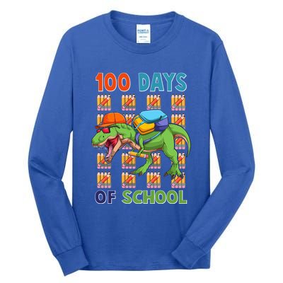 Funny 100 Days Of School Trex Dinosaur Tall Long Sleeve T-Shirt