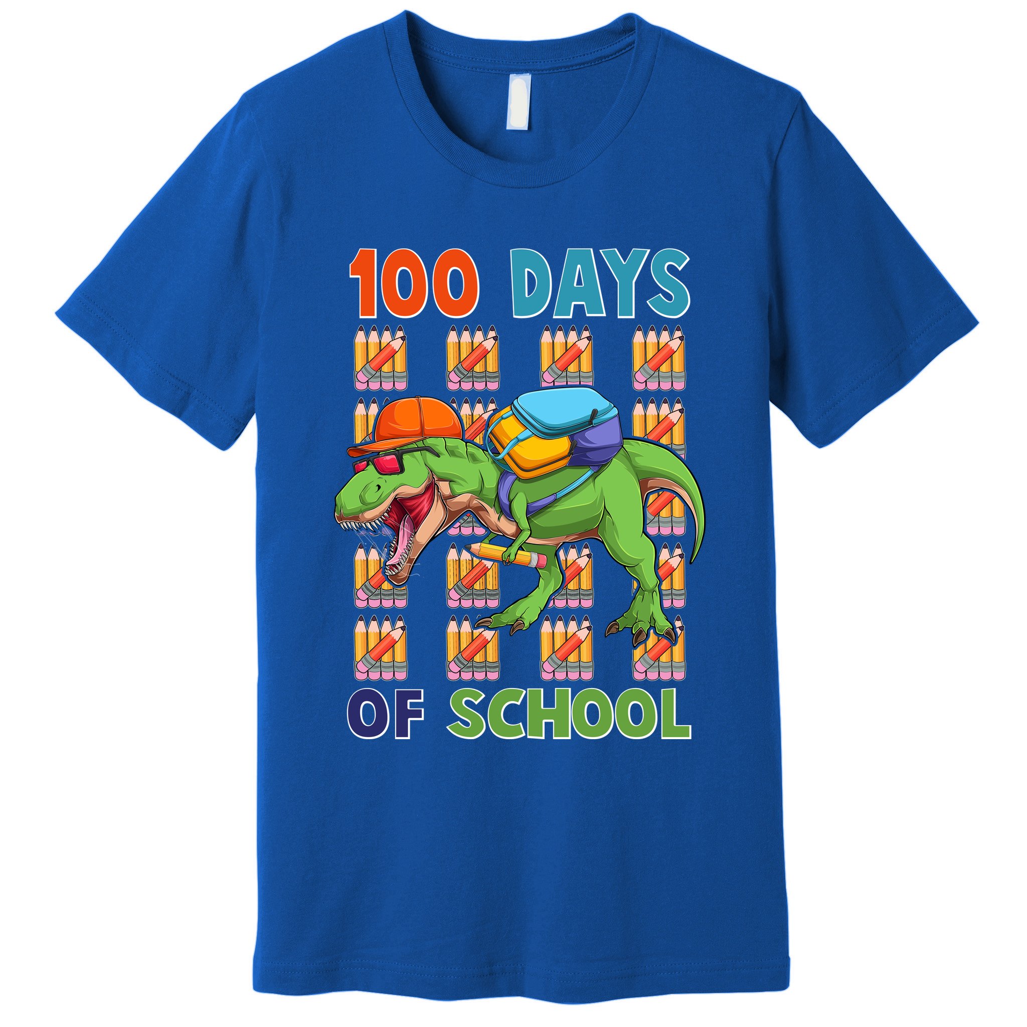 Funny 100 Days Of School Trex Dinosaur Premium T-Shirt