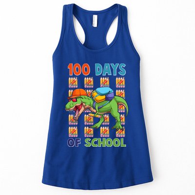Funny 100 Days Of School Trex Dinosaur Womens Tank Top