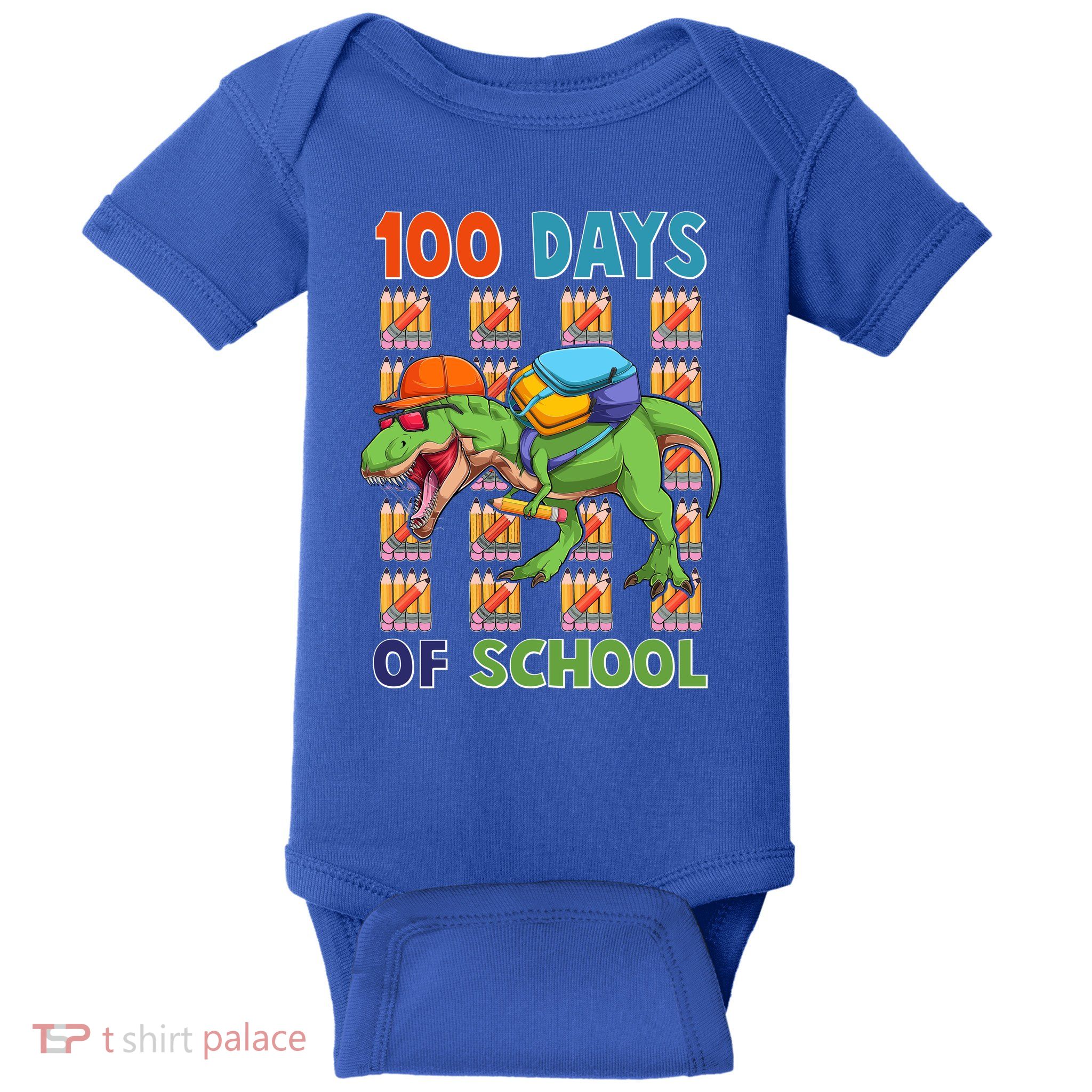 Funny 100 Days Of School Trex Dinosaur Baby Bodysuit