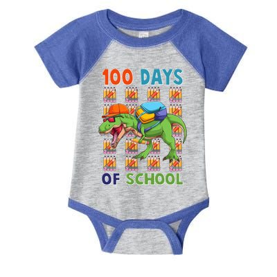 Funny 100 Days Of School Trex Dinosaur Infant Baby Jersey Bodysuit