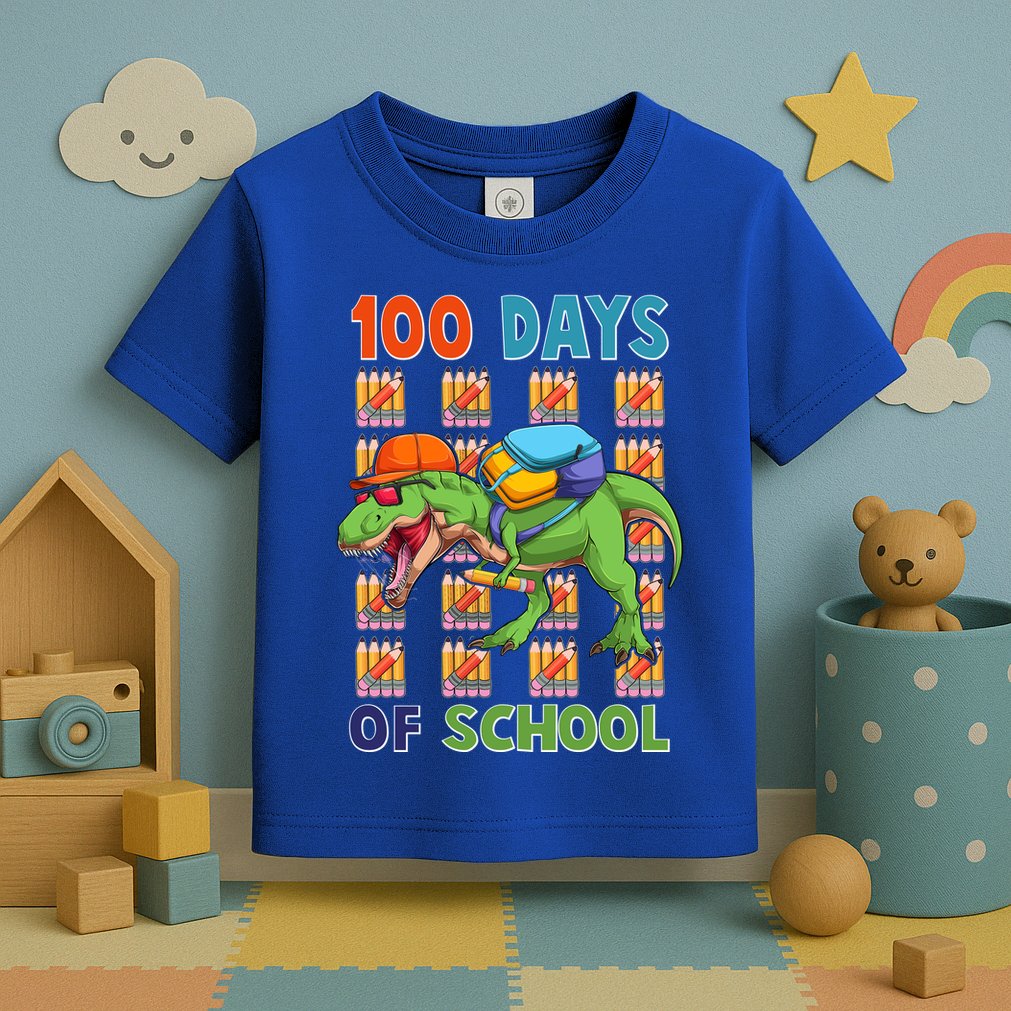 Funny 100 Days Of School Trex Dinosaur Toddler T-Shirt