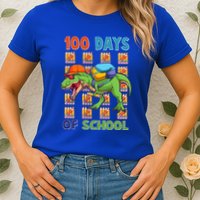 Funny 100 Days Of School Trex Dinosaur Womens T-Shirt