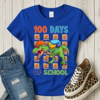 Funny 100 Days Of School Trex Dinosaur Womens T-Shirt