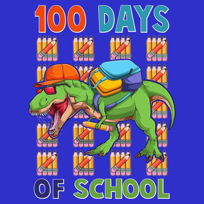 Funny 100 Days Of School Trex Dinosaur Womens T-Shirt