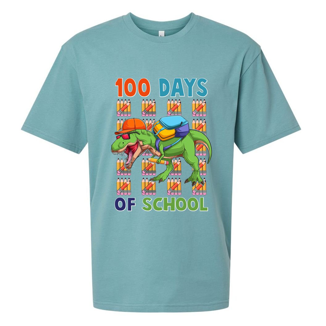 Funny 100 Days Of School Trex Dinosaur Sueded Cloud Jersey T-Shirt