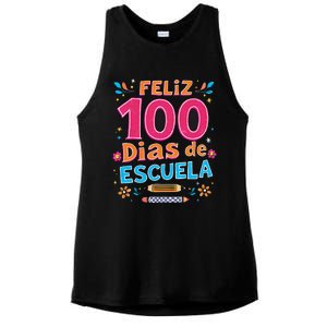 Feliz 100 Diaz De Escuela 100th Day School Spanish Teacher Ladies PosiCharge Tri-Blend Wicking Tank