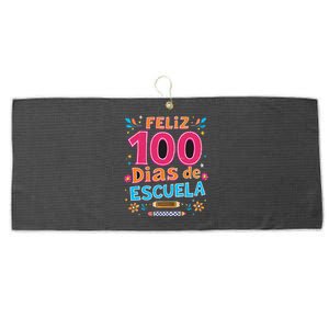 Feliz 100 Diaz De Escuela 100th Day School Spanish Teacher Large Microfiber Waffle Golf Towel