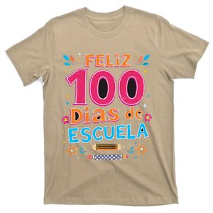 Feliz 100 Diaz De Escuela 100th Day School Spanish Teacher T-Shirt