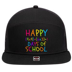 Funny 100th Day Of School Math Teacher 100 Days Math Formula 100 Days Smarter 7 Panel Mesh Trucker Snapback Hat