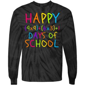 Funny 100th Day Of School Math Teacher 100 Days Math Formula 100 Days Smarter Tie-Dye Long Sleeve Shirt