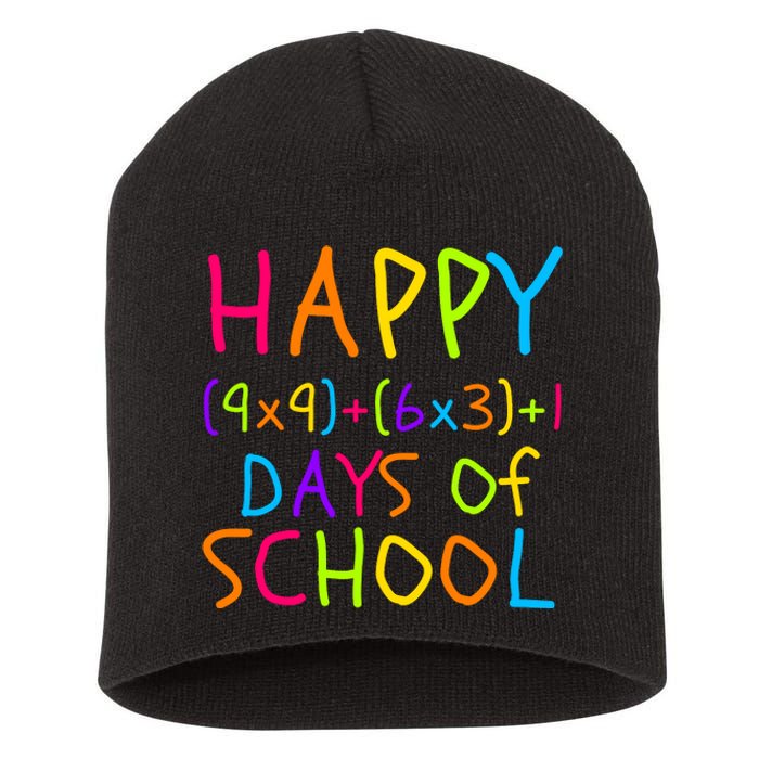 Funny 100th Day Of School Math Teacher 100 Days Math Formula 100 Days Smarter Short Acrylic Beanie