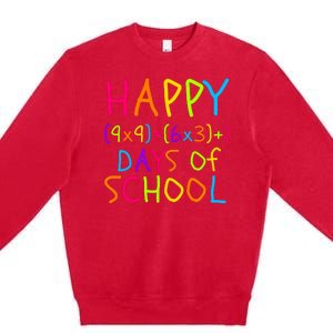 Funny 100th Day Of School Math Teacher 100 Days Math Formula 100 Days Smarter Premium Crewneck Sweatshirt