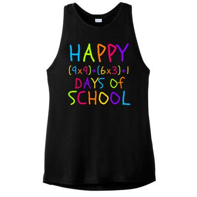 Funny 100th Day Of School Math Teacher 100 Days 100 Days Smarter Math Formula Ladies PosiCharge Tri-Blend Wicking Tank