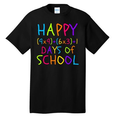 Funny 100th Day Of School Math Teacher 100 Days 100 Days Smarter Math Formula Tall T-Shirt