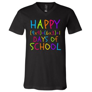 Funny 100th Day Of School Math Teacher 100 Days 100 Days Smarter Math Formula V-Neck T-Shirt