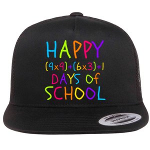 Funny 100th Day Of School Math Teacher 100 Days 100 Days Smarter Math Formula Flat Bill Trucker Hat