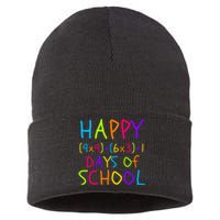 Funny 100th Day Of School Math Teacher 100 Days 100 Days Smarter Math Formula Sustainable Knit Beanie