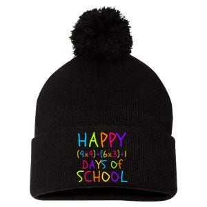 Funny 100th Day Of School Math Teacher 100 Days 100 Days Smarter Math Formula Pom Pom 12in Knit Beanie