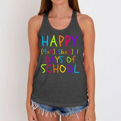 Funny 100th Day Of School Math Teacher 100 Days 100 Days Smarter Math Formula Women's Knotted Racerback Tank