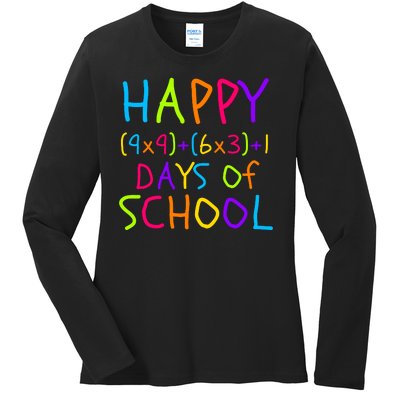 Funny 100th Day Of School Math Teacher 100 Days 100 Days Smarter Math Formula Ladies Long Sleeve Shirt