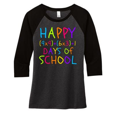 Funny 100th Day Of School Math Teacher 100 Days 100 Days Smarter Math Formula Women's Tri-Blend 3/4-Sleeve Raglan Shirt